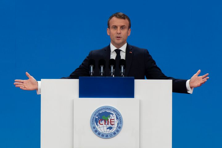 France's Macron Visits China International Import Expo in Shanghai