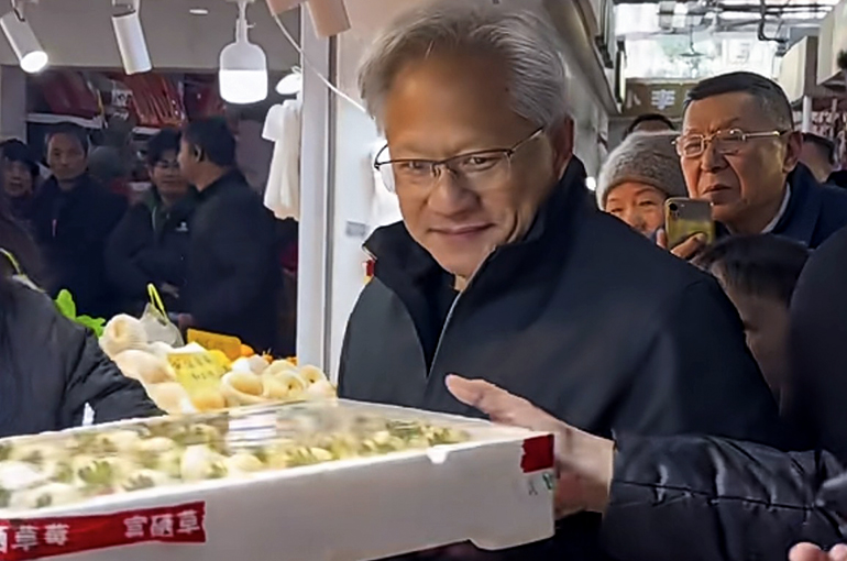 Nvidia's Jensen Huang Draws Crowds While Shopping at Wet Market in Shanghai